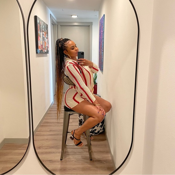 Knit Cardigan Brown Two Piece Short Vacation Set - Picture 4 of 5